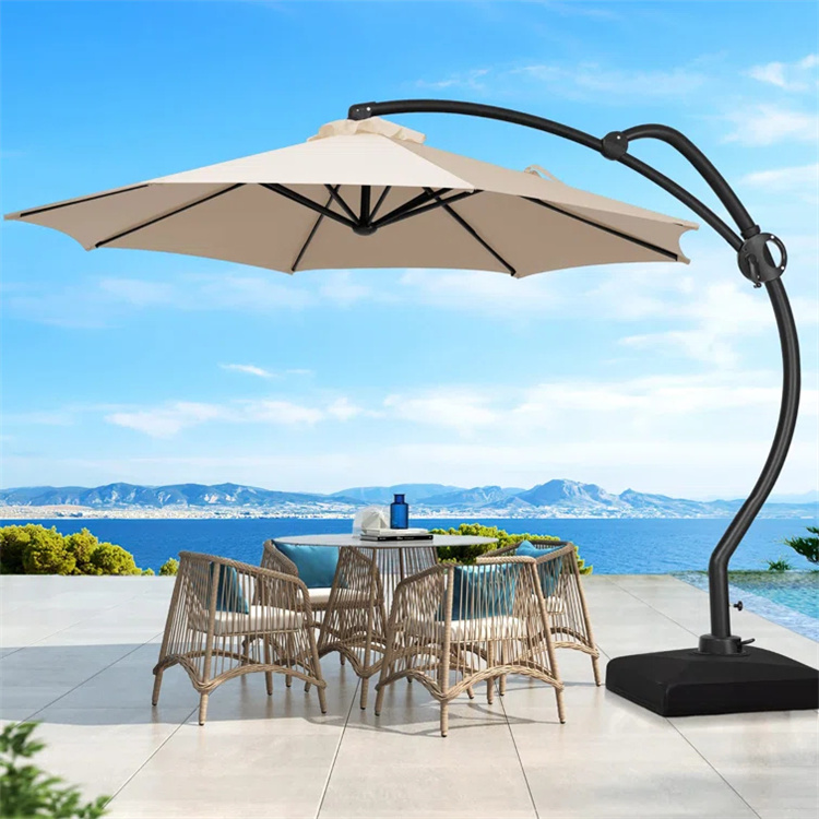 10ft Patio w kształcie litery S wiszący parasol wspornikowy